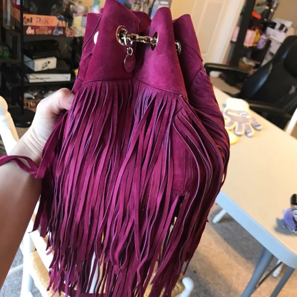 Roger Vivier Fringe Prismick Magenta Suede bag